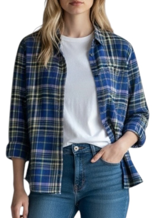 Lands' End Tops - LANDS’ END Button Down Plaid Shirt in Blue/Yellow/White Size M (10-12) -- FALL!!